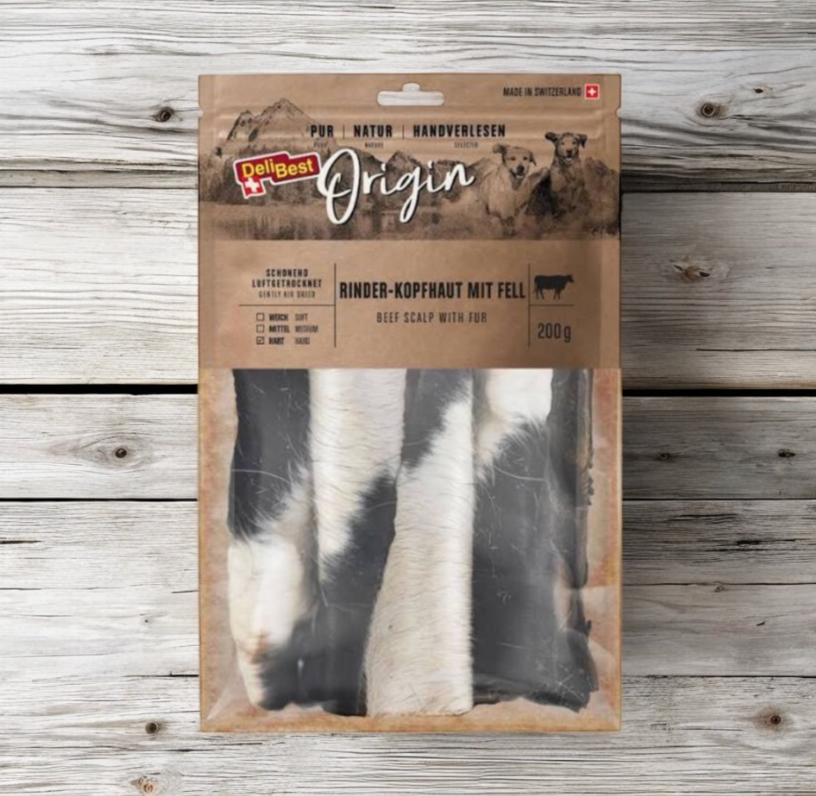 Origin Rinder-Kopfhaut mit Fell 15 cm
