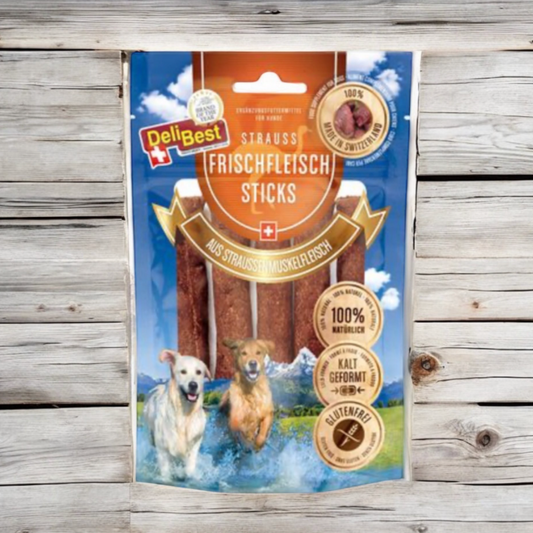 Fresh meat stick ostrich 10cm 
