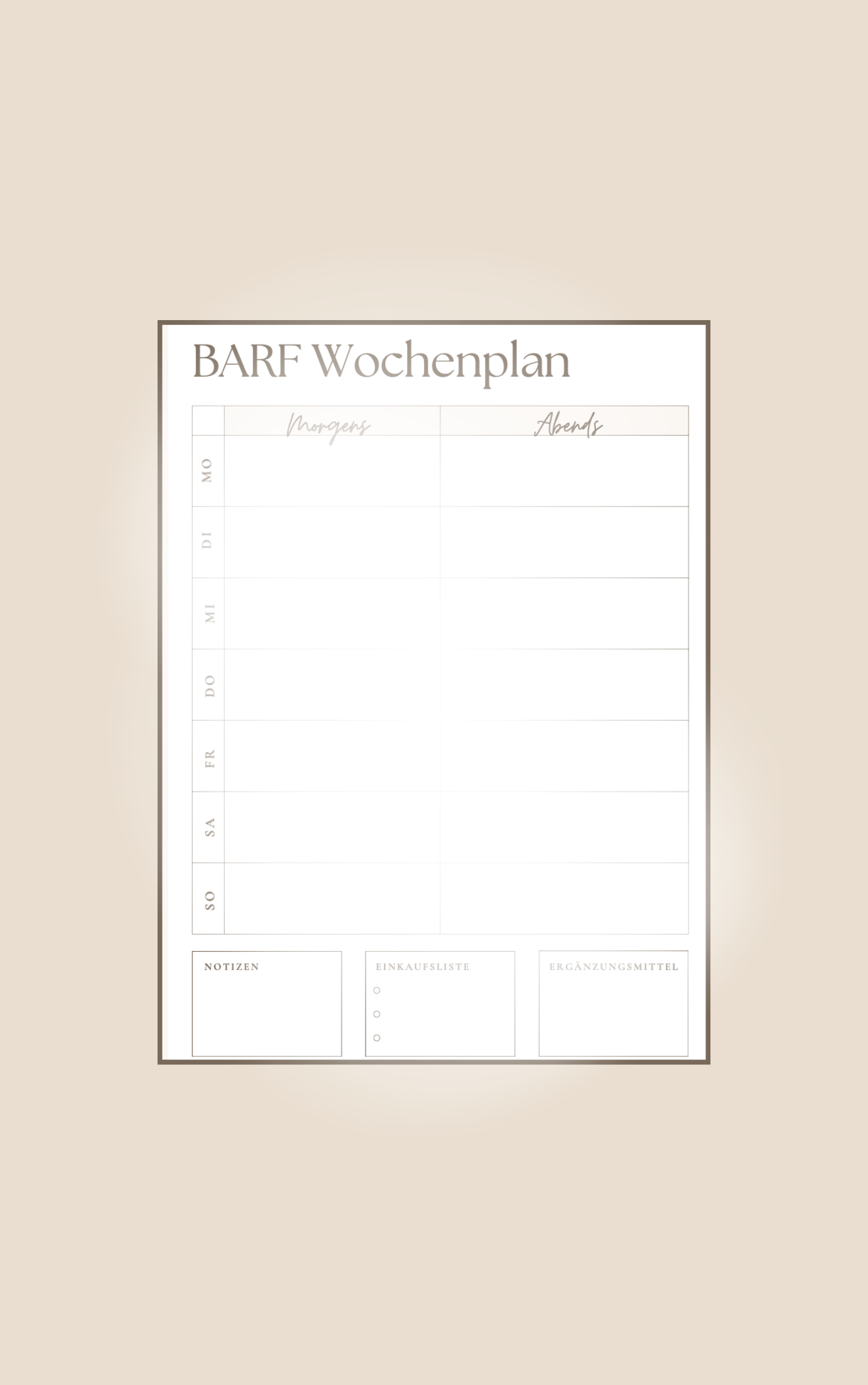 B.A.R.F Wochenplan