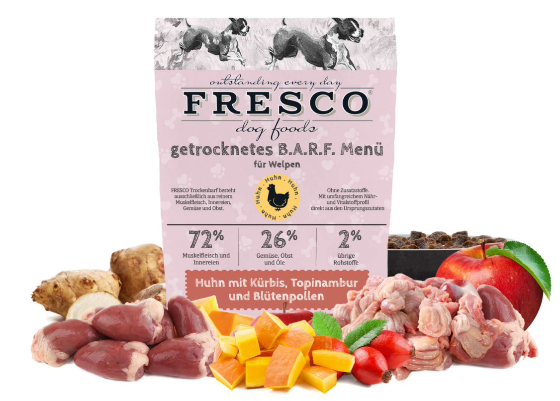 Junioren-Menü Huhn mit Kürbis, Topinambur + Blütenpollen